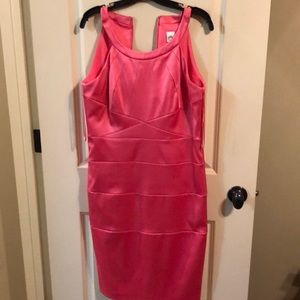 Coral satin dress